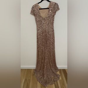 Adrianna Papell Rose Gold Sequin Gown Size 4